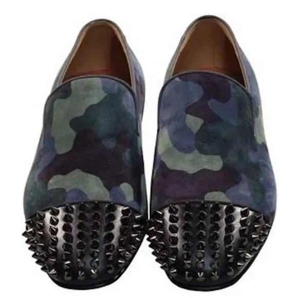 Christian Louboutin NEW Loafers Size 41 8.5 Spooky Flat In Green / Blue Camo 🔥🔥🔥